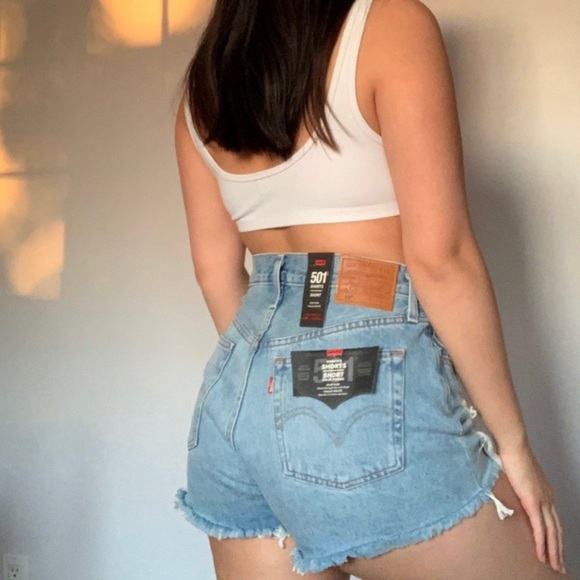 LEVIS 501 DISTRESSED DENIM SHORTS - Picture 4 of 4